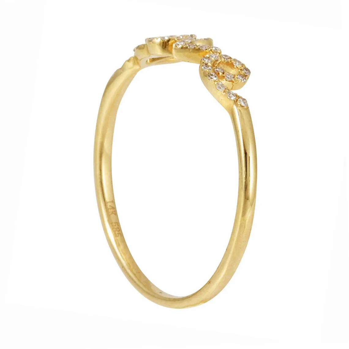 0.10ct Round Diamonds in 14K Yellow Gold Scribed Word LOVE Statement Ring