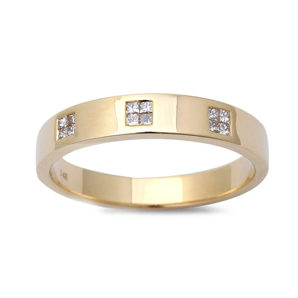 0.16ct Princess Diamonds in 14K Yellow Gold Band Ring