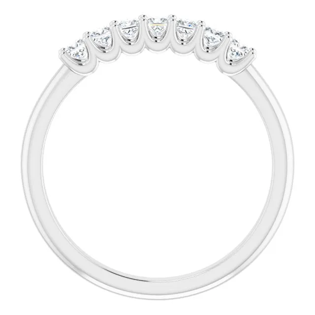 0.42 ct. Princess Cut Diamond Wedding Band 7 Stone Anniversary Ring