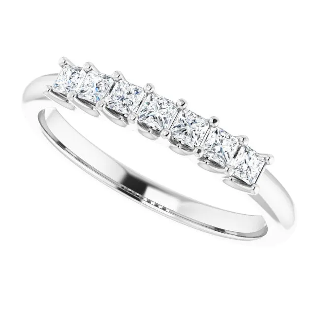 0.42 ct. Princess Cut Diamond Wedding Band 7 Stone Anniversary Ring
