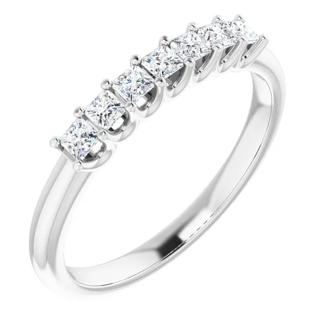 0.42 ct. Princess Cut Diamond Wedding Band 7 Stone Anniversary Ring