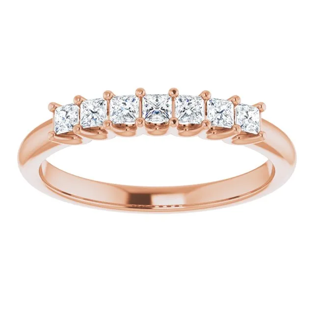 0.42 ct. Princess Cut Diamond Wedding Band 7 Stone Anniversary Ring