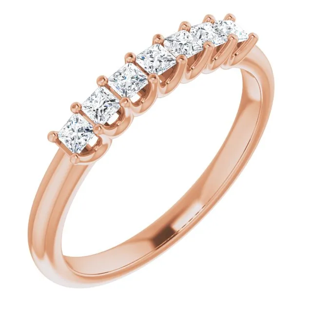 0.42 ct. Princess Cut Diamond Wedding Band 7 Stone Anniversary Ring