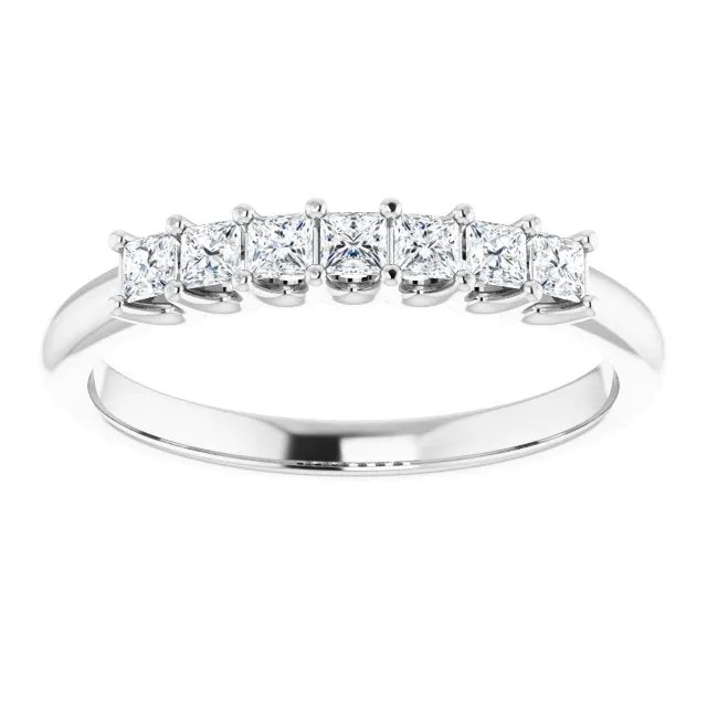 0.42 ct. Princess Cut Diamond Wedding Band 7 Stone Anniversary Ring