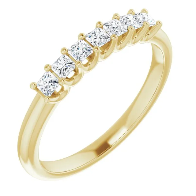 0.42 ct. Princess Cut Diamond Wedding Band 7 Stone Anniversary Ring