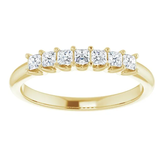 0.42 ct. Princess Cut Diamond Wedding Band 7 Stone Anniversary Ring