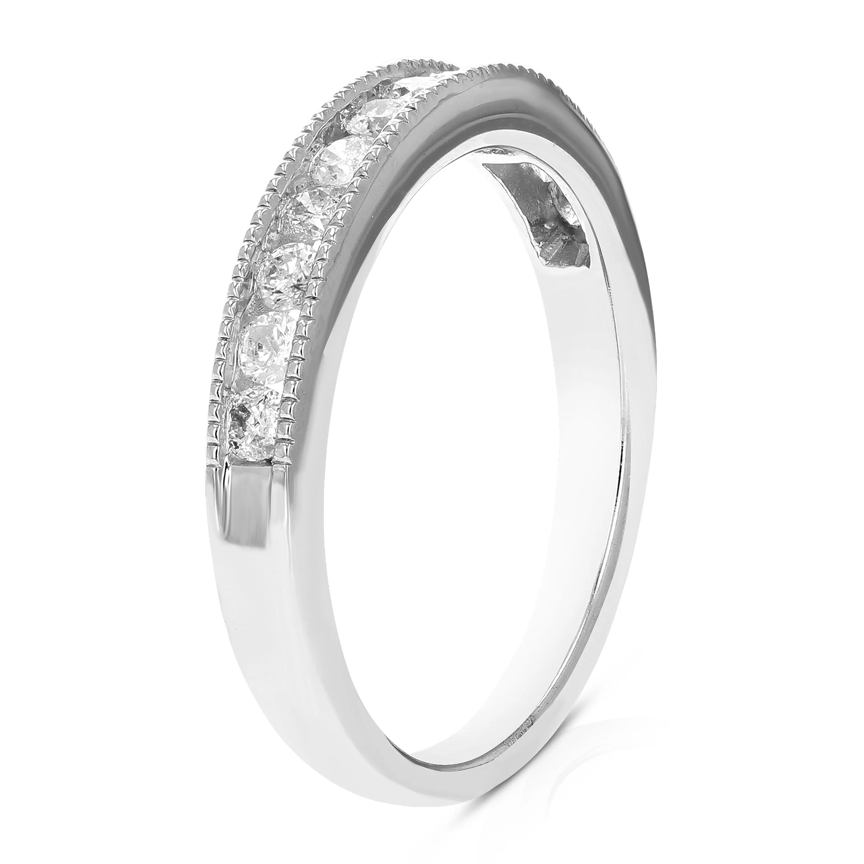 0.44 cttw Milgrain Channel Wedding Band in 14K White Gold