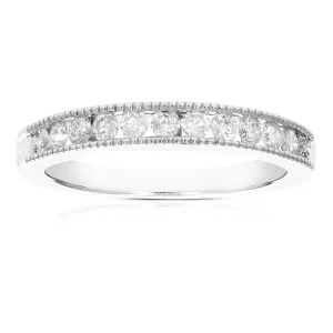 0.44 cttw Milgrain Channel Wedding Band in 14K White Gold