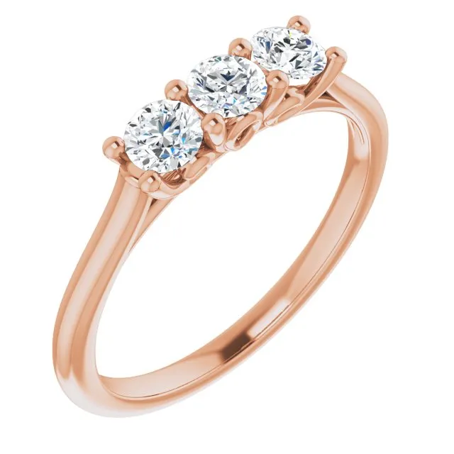 0.50 ct. Round Cut Diamond Wedding Band 3 Stone Anniversary Ring