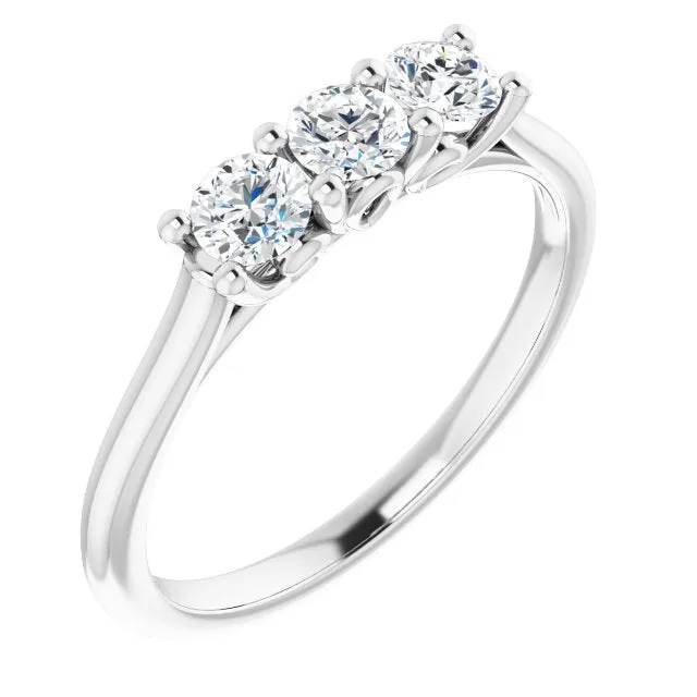 0.50 ct. Round Cut Diamond Wedding Band 3 Stone Anniversary Ring