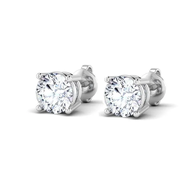 0.55DW Lab Grown Diamond Solitaire Earrings in 14K White Gold