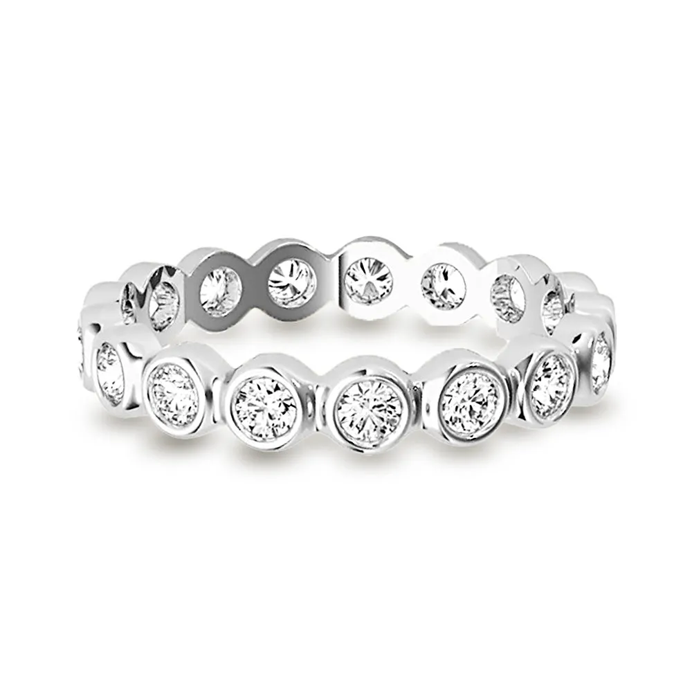 0.70 ct Round Diamond Eternity Band Bezel Set Ring