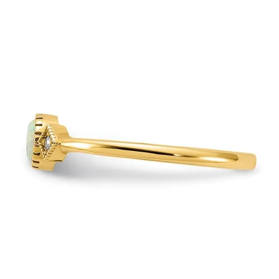 10K Gold CZ and Opal Ring