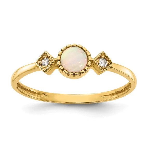 10K Gold CZ and Opal Ring