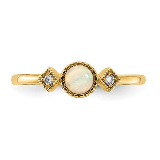 10K Gold CZ and Opal Ring