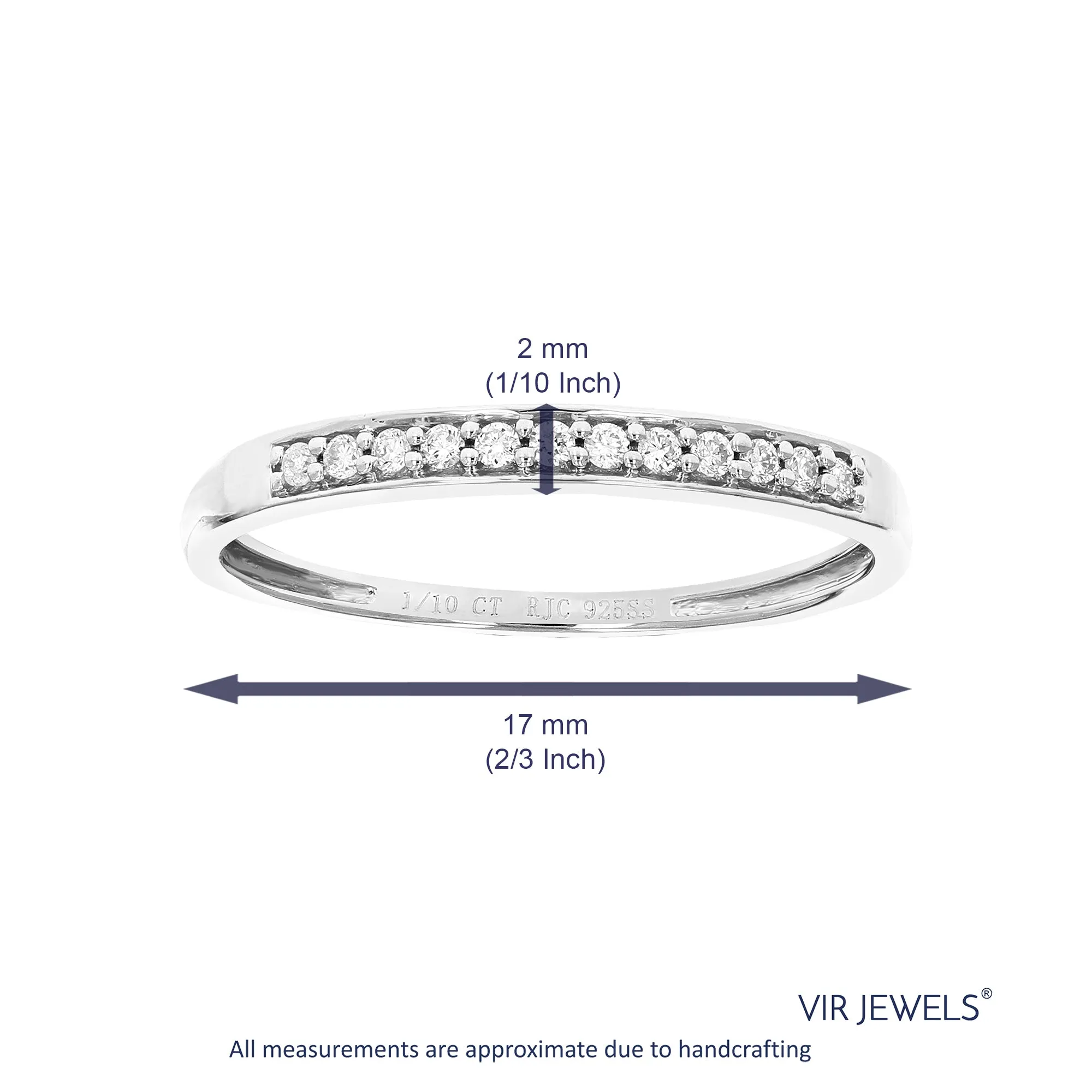 1/10 cttw Lab Grown Diamond White Wedding Band in Sterling Silver
