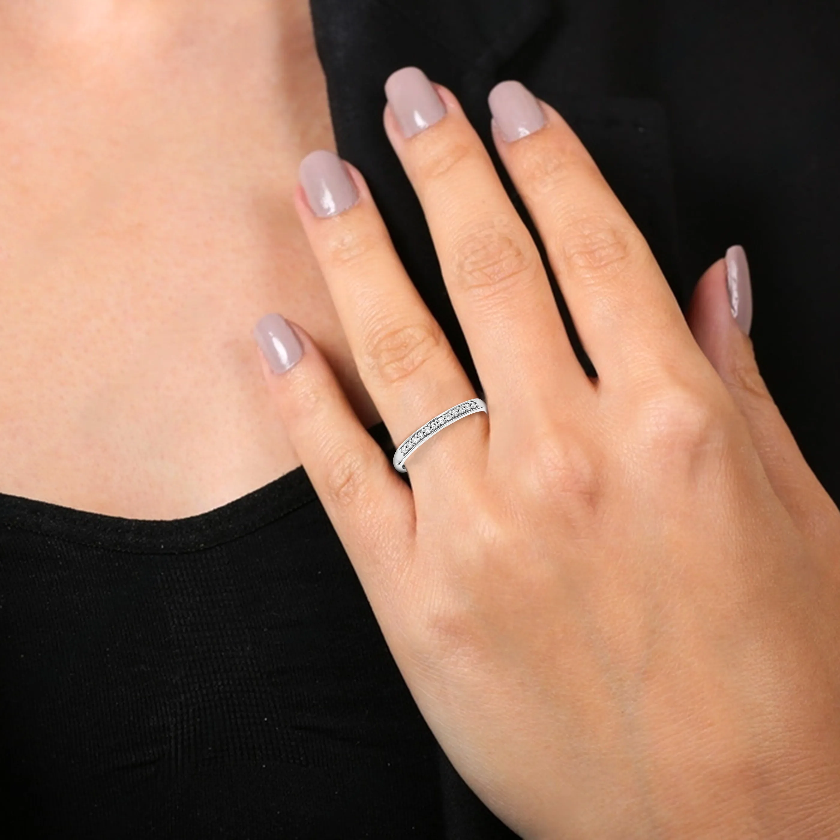 1/10 cttw Lab Grown Diamond White Wedding Band in Sterling Silver