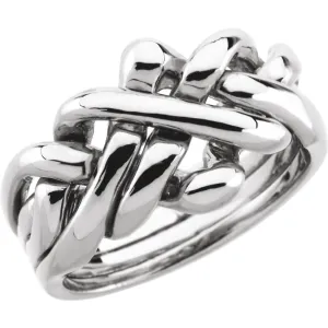 14k White Gold Ladies Puzzle Ring Size 6.75
