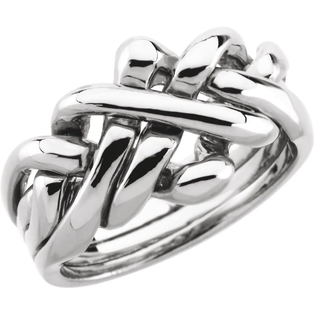 14k White Gold Ladies Puzzle Ring Size 6.75