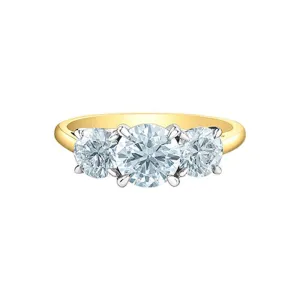14K Yellow and White Gold 2.10TDW Lab Grown Diamond Past Present and Future Ring