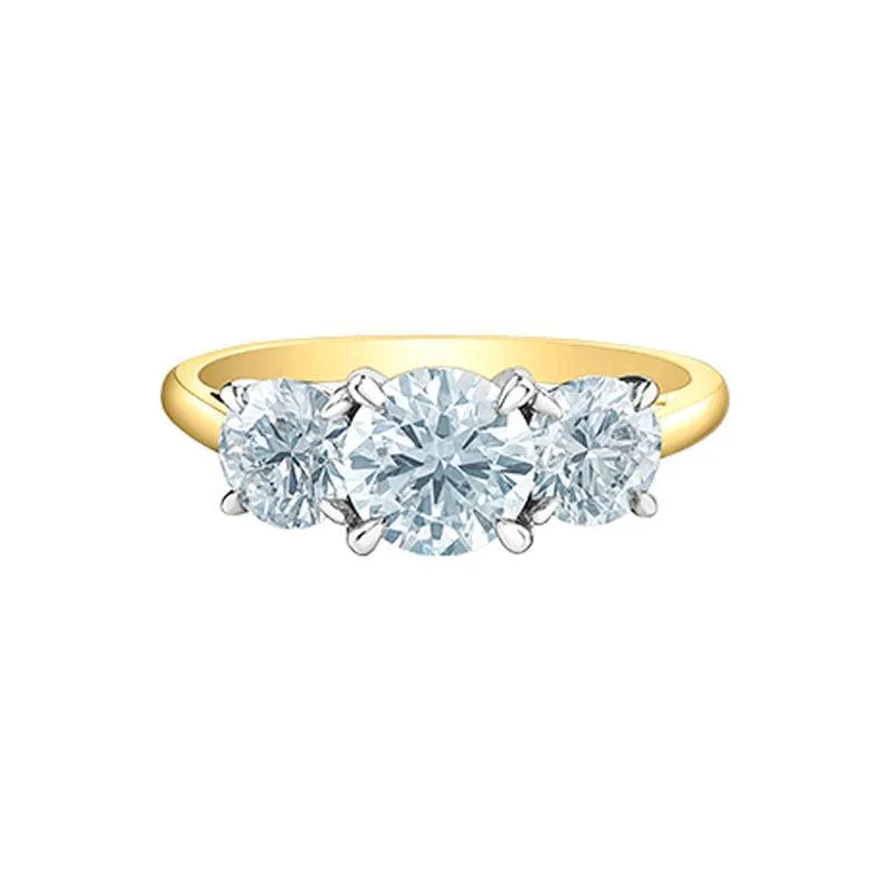 14K Yellow and White Gold 2.10TDW Lab Grown Diamond Past Present and Future Ring