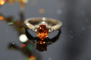 14K Yellow Gold Orange Spessartite Garnet Ring