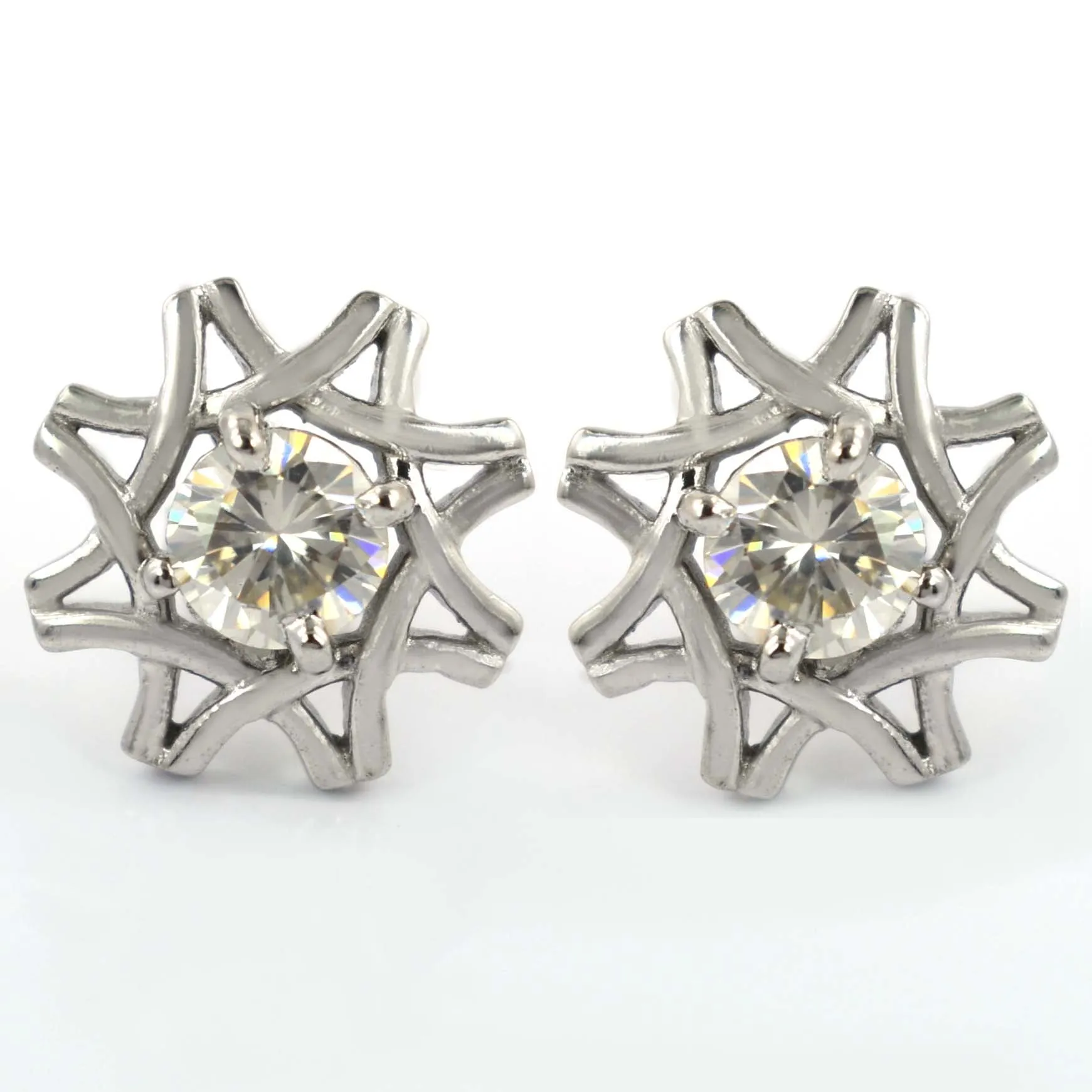 1.60 Ct Elegant Off-White Diamond Solitaire Studs - Great Brilliance & Luster WATCH VIDEO