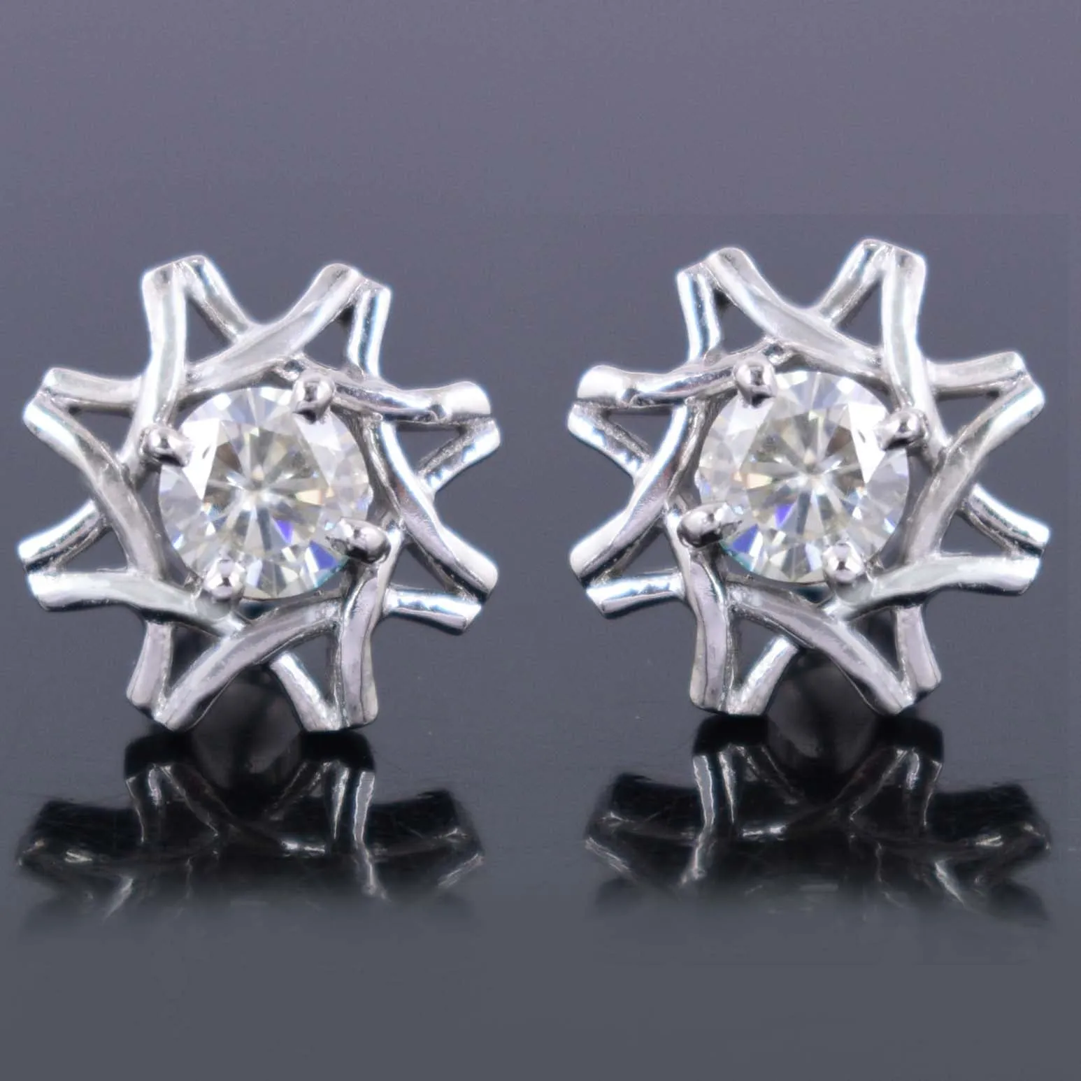 1.60 Ct Elegant Off-White Diamond Solitaire Studs - Great Brilliance & Luster WATCH VIDEO
