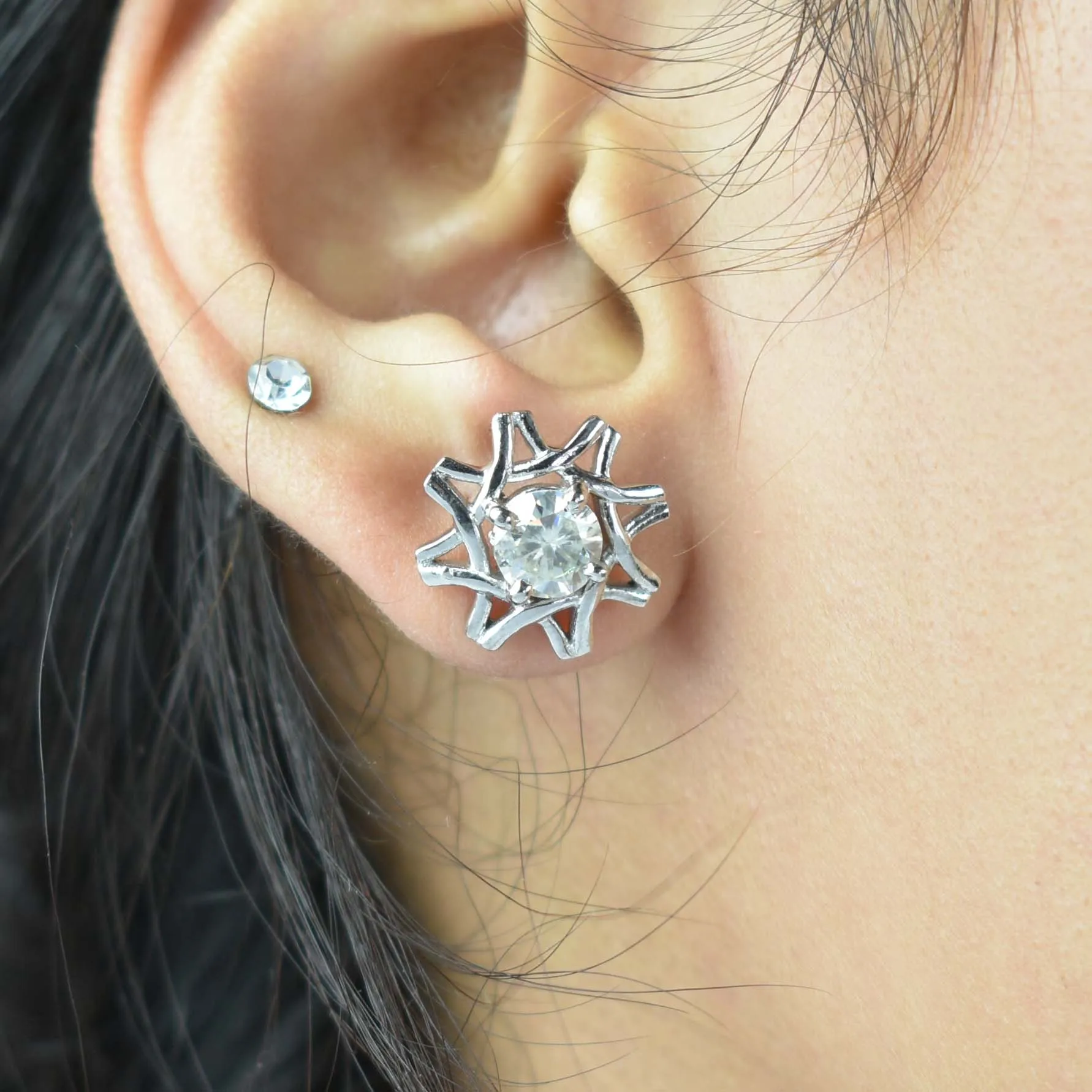 1.60 Ct Elegant Off-White Diamond Solitaire Studs - Great Brilliance & Luster WATCH VIDEO