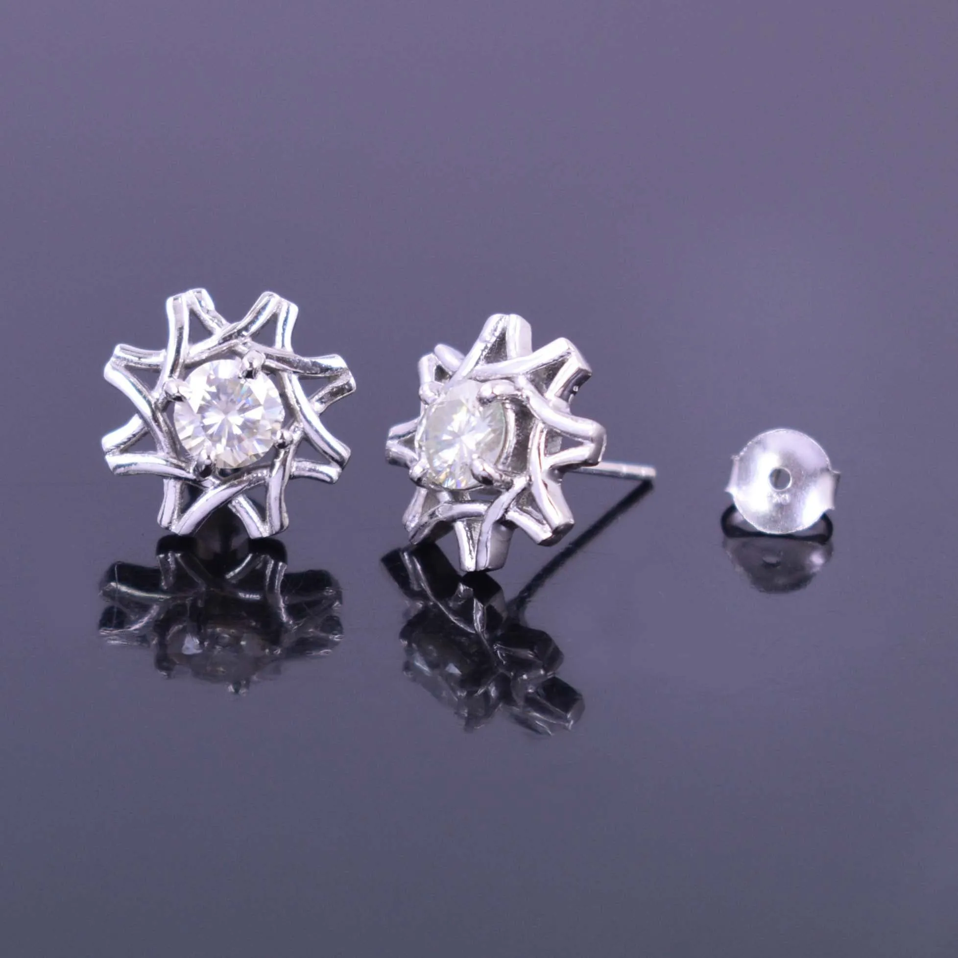 1.60 Ct Elegant Off-White Diamond Solitaire Studs - Great Brilliance & Luster WATCH VIDEO