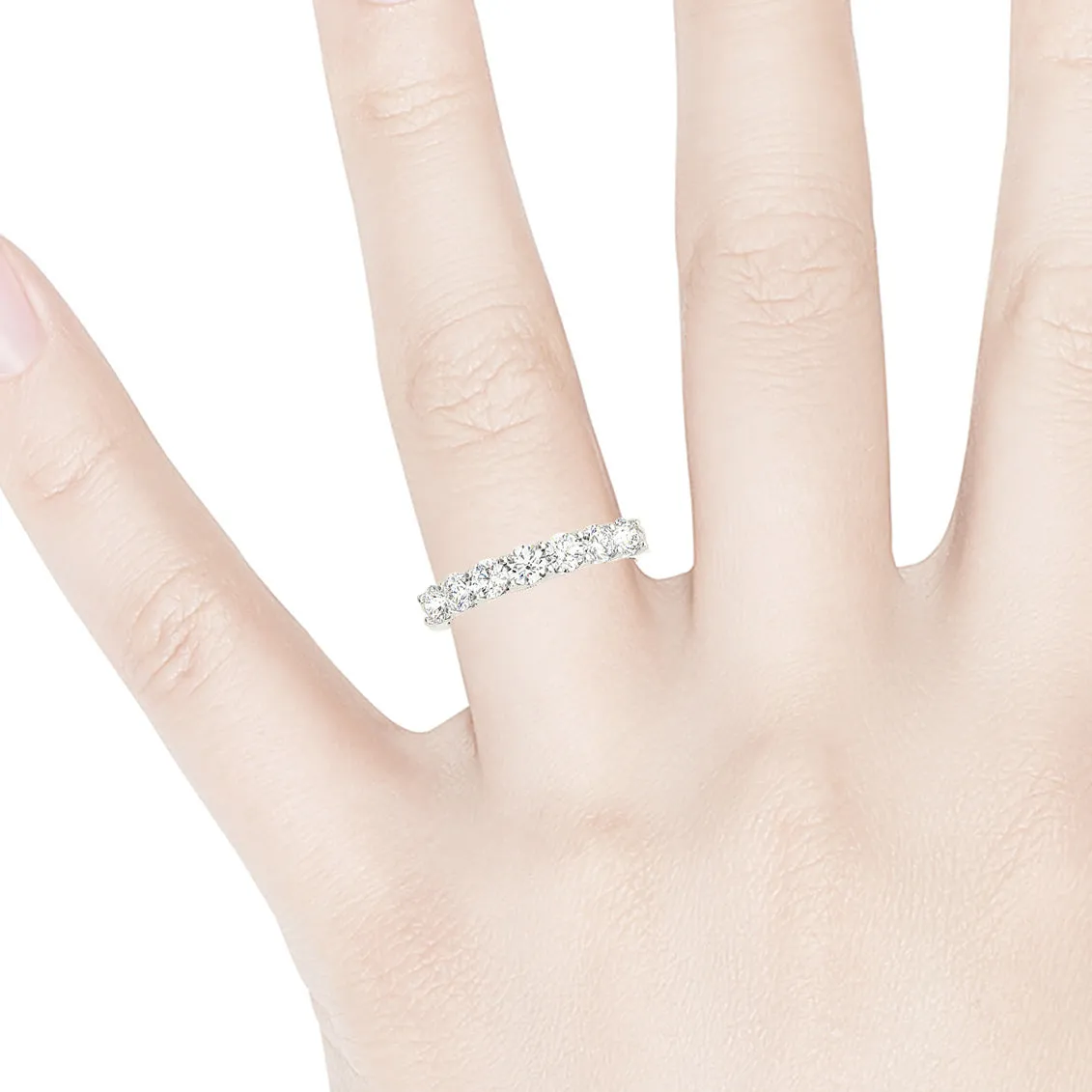 1.75 ctw. Round Diamond Wedding Band 7 Stone Anniversary Ring