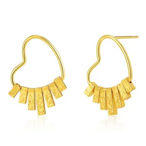 18K Gold-Plated Textured Heart Dangle Earrings