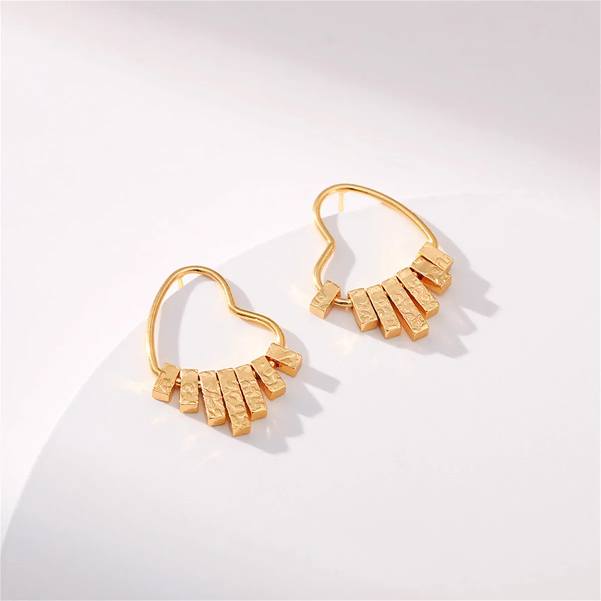 18K Gold-Plated Textured Heart Dangle Earrings