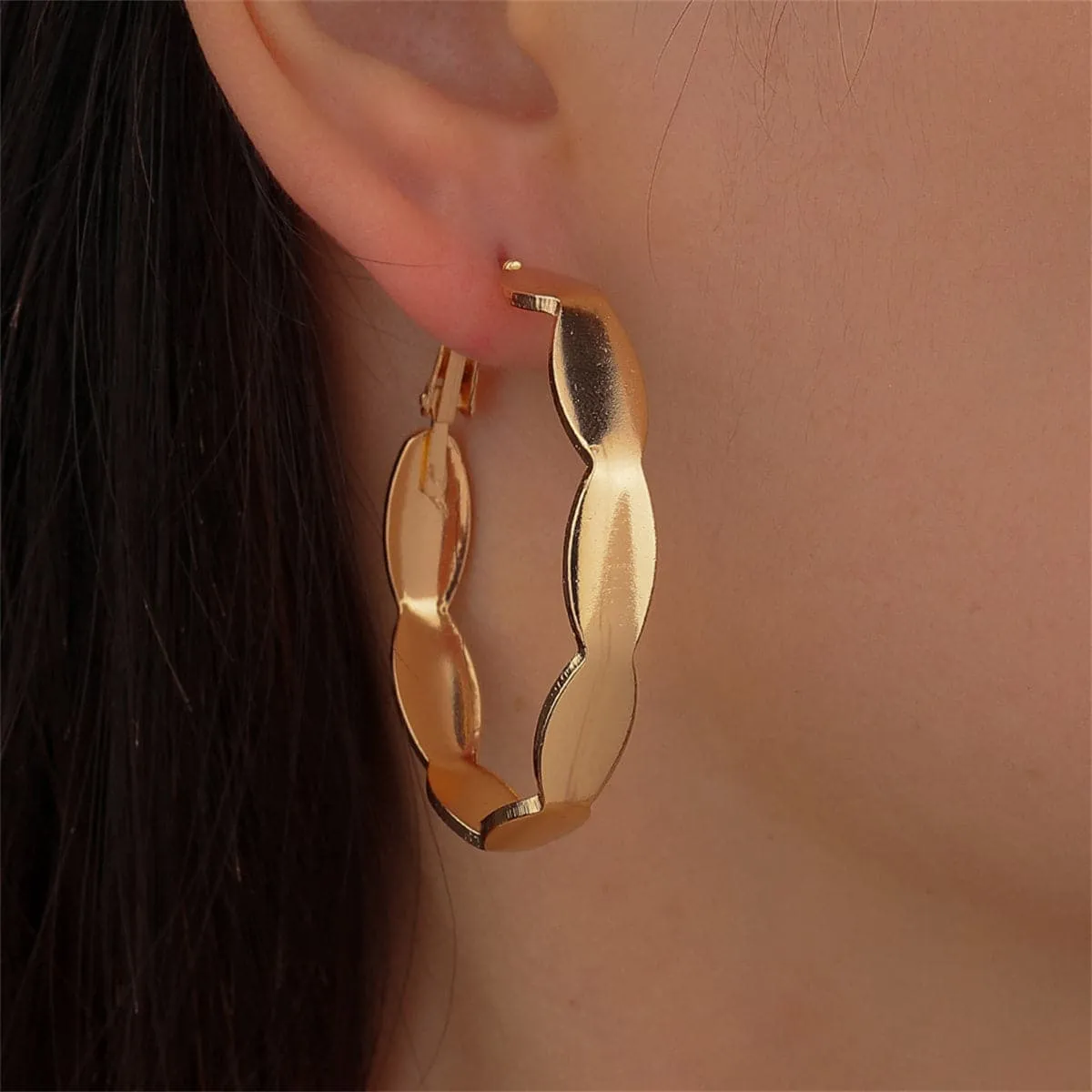 18K Gold-Plated Wave Hoop Earrings