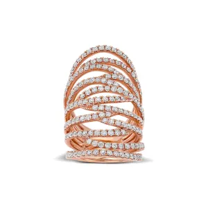 18k Rose Gold 3.01ctw Pave Diamond Long Lace Ring
