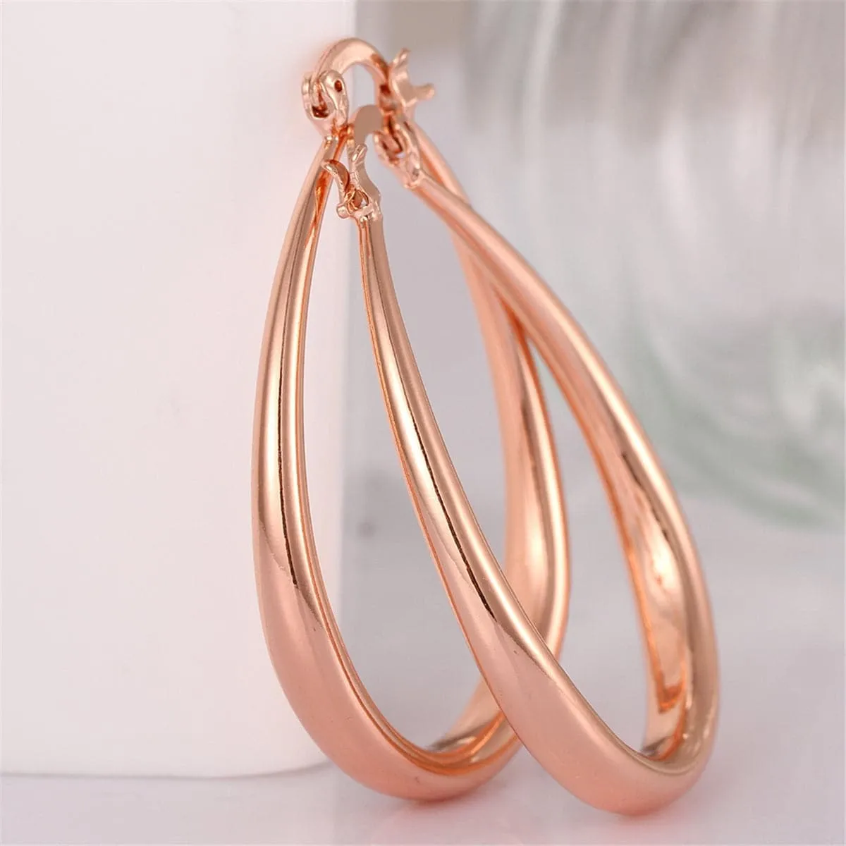 18K Rose Gold-Plated Ellipse Hoop Earrings