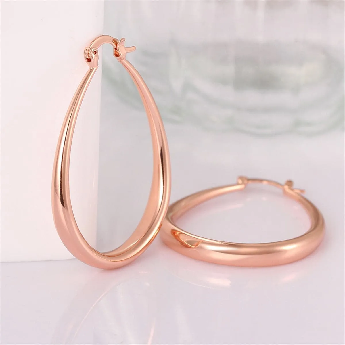 18K Rose Gold-Plated Ellipse Hoop Earrings