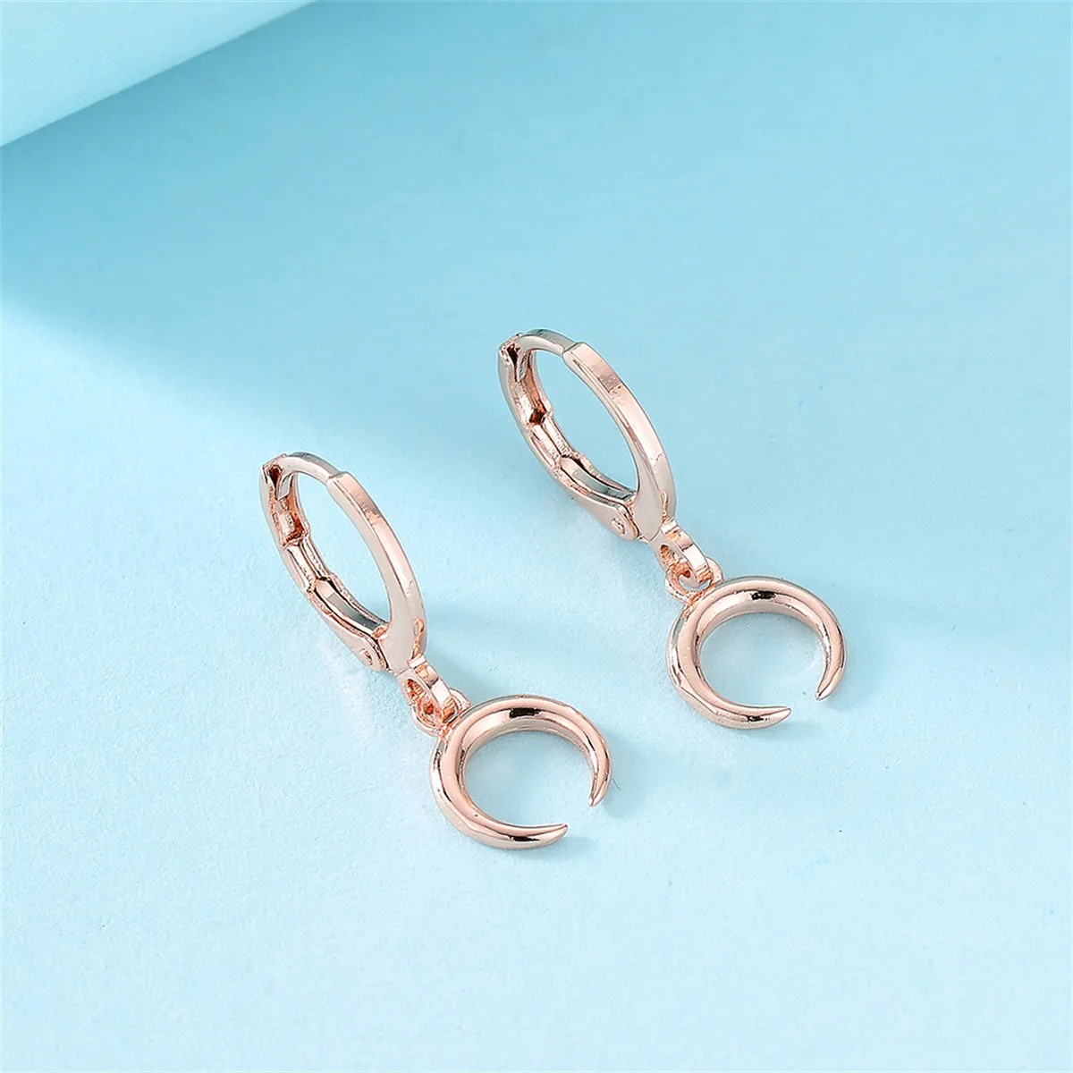 18K Rose Gold-Plated Moon Huggie Drop Earrings