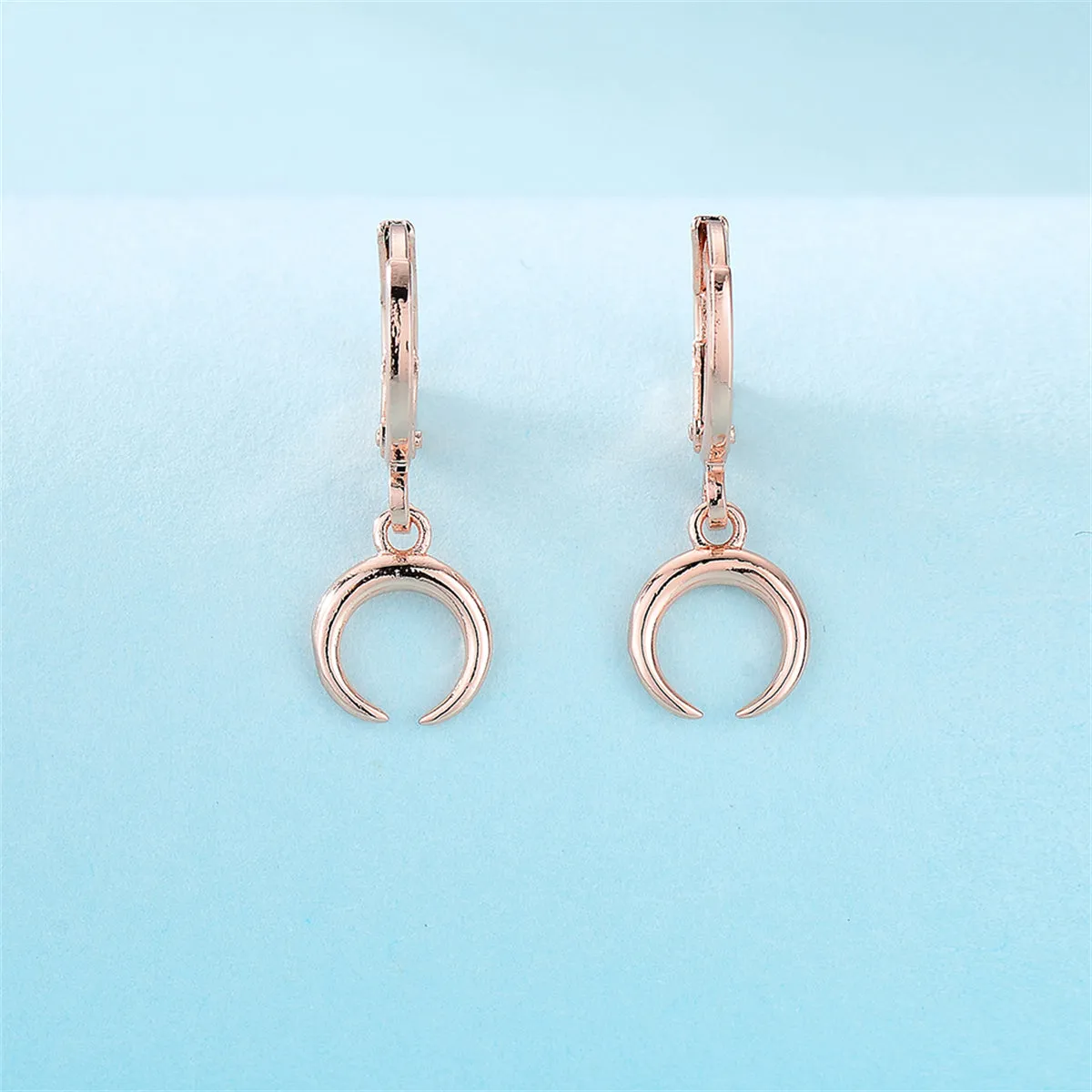 18K Rose Gold-Plated Moon Huggie Drop Earrings