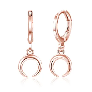 18K Rose Gold-Plated Moon Huggie Drop Earrings
