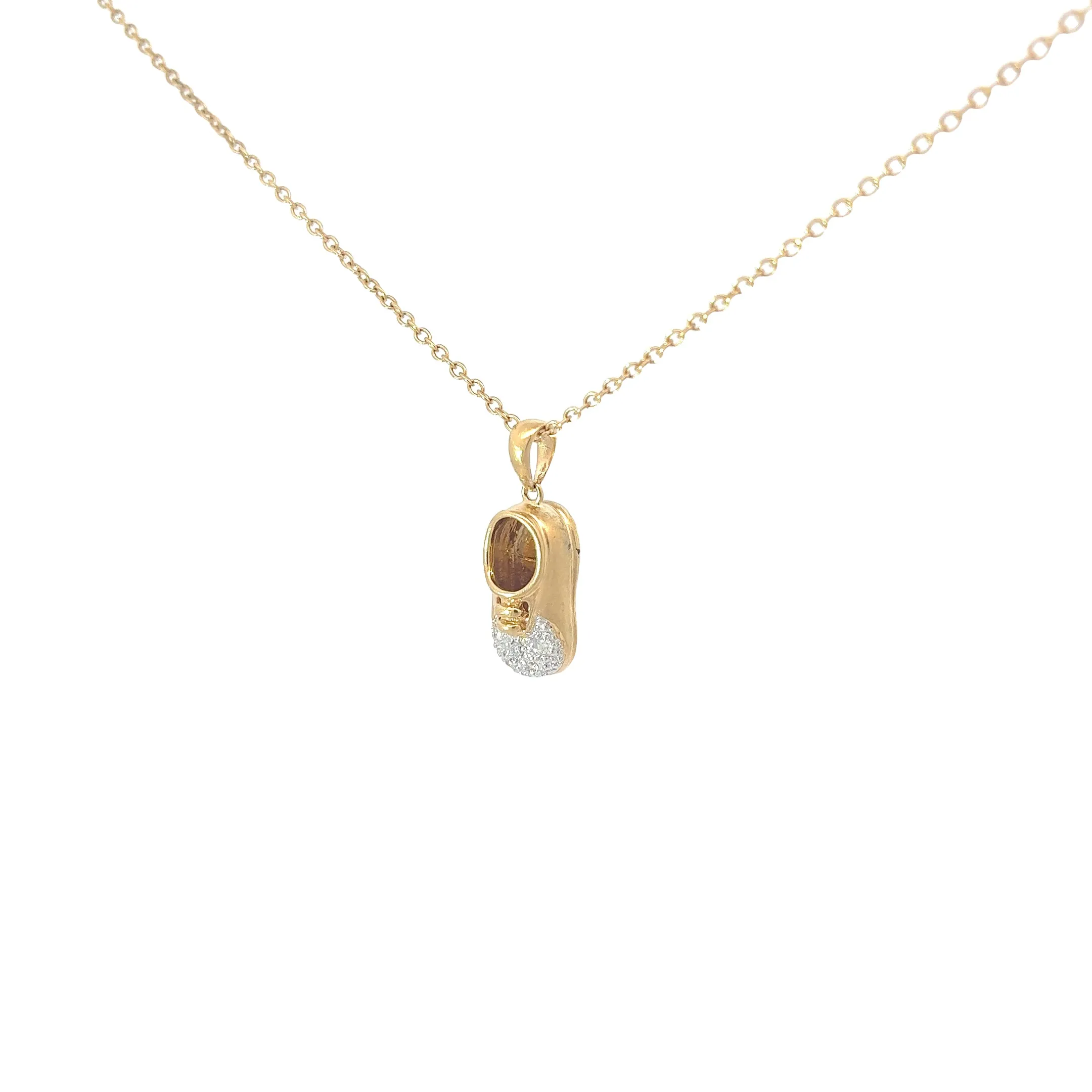 18K YELLOW GOLD .10CT BABY SHOES PENDANT