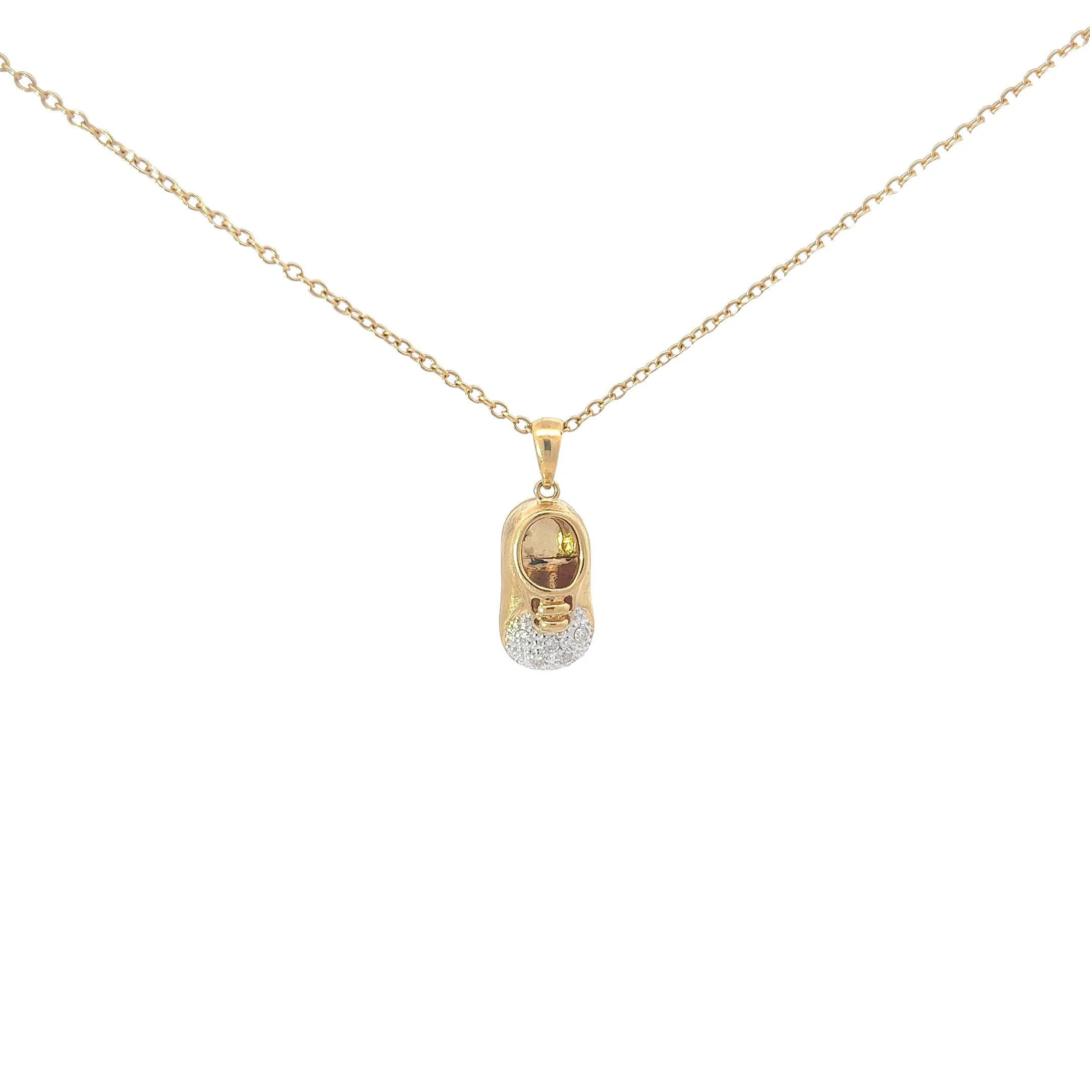 18K YELLOW GOLD .10CT BABY SHOES PENDANT