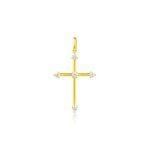 18kt Yellow Gold 5 Diamond Cross Pendant