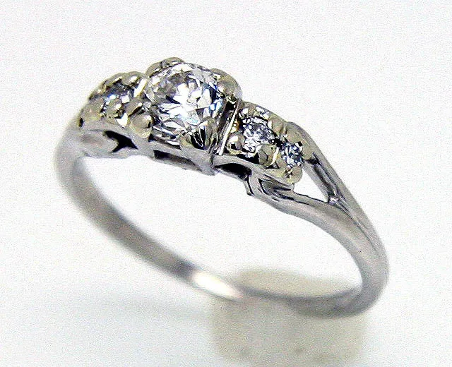 1950s Platinum Diamond Engagement Ring