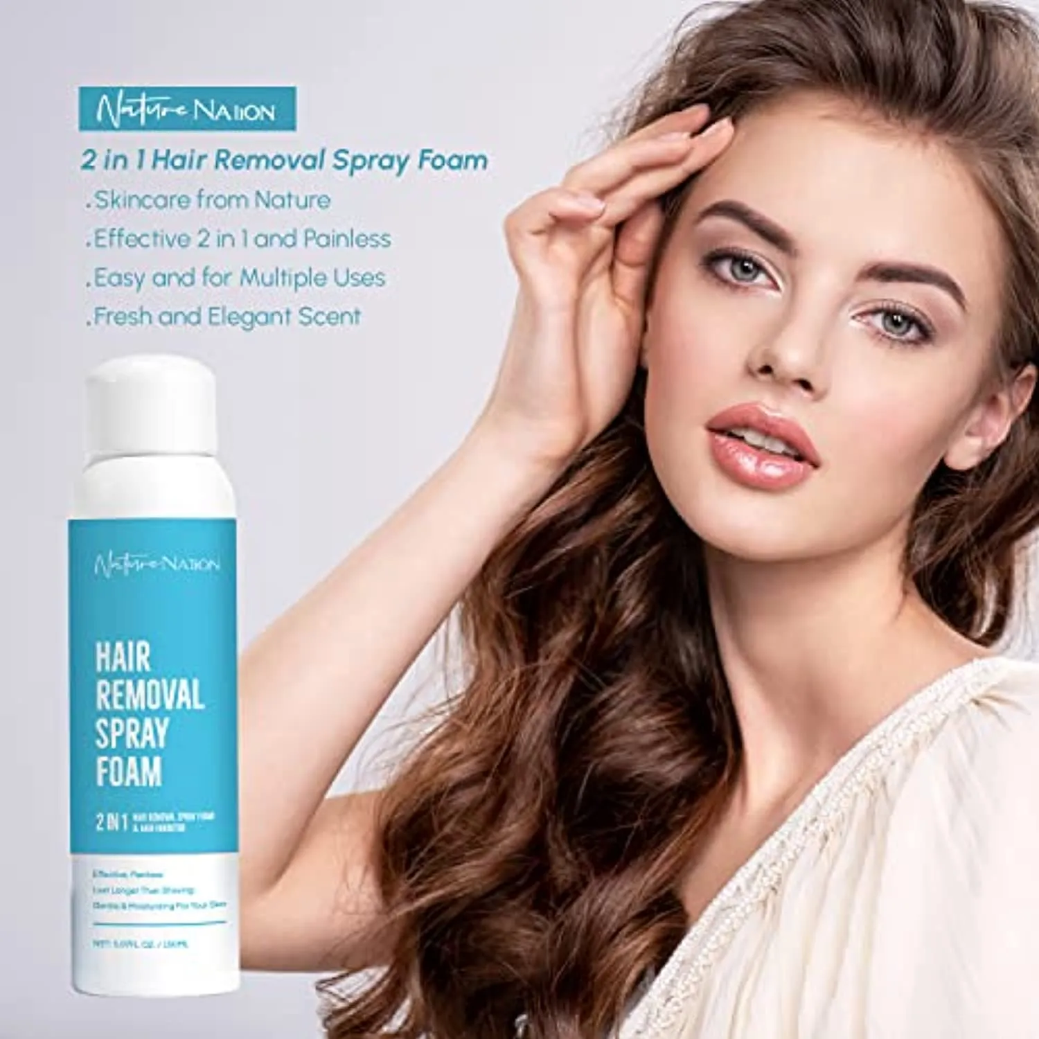 2 in 1 Hair Removal Foam-Thrudove Hair Removal Foam and Hair Inhibitor, Newest Formula with Aloe Vera & Vitamin E, Painless and Effective Depilatory Cream, Sensitive Skin Friendly for Women and Men