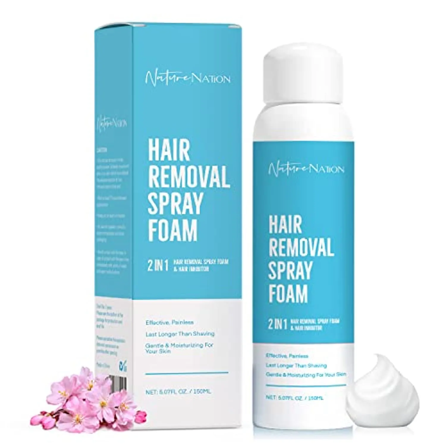 2 in 1 Hair Removal Foam-Thrudove Hair Removal Foam and Hair Inhibitor, Newest Formula with Aloe Vera & Vitamin E, Painless and Effective Depilatory Cream, Sensitive Skin Friendly for Women and Men