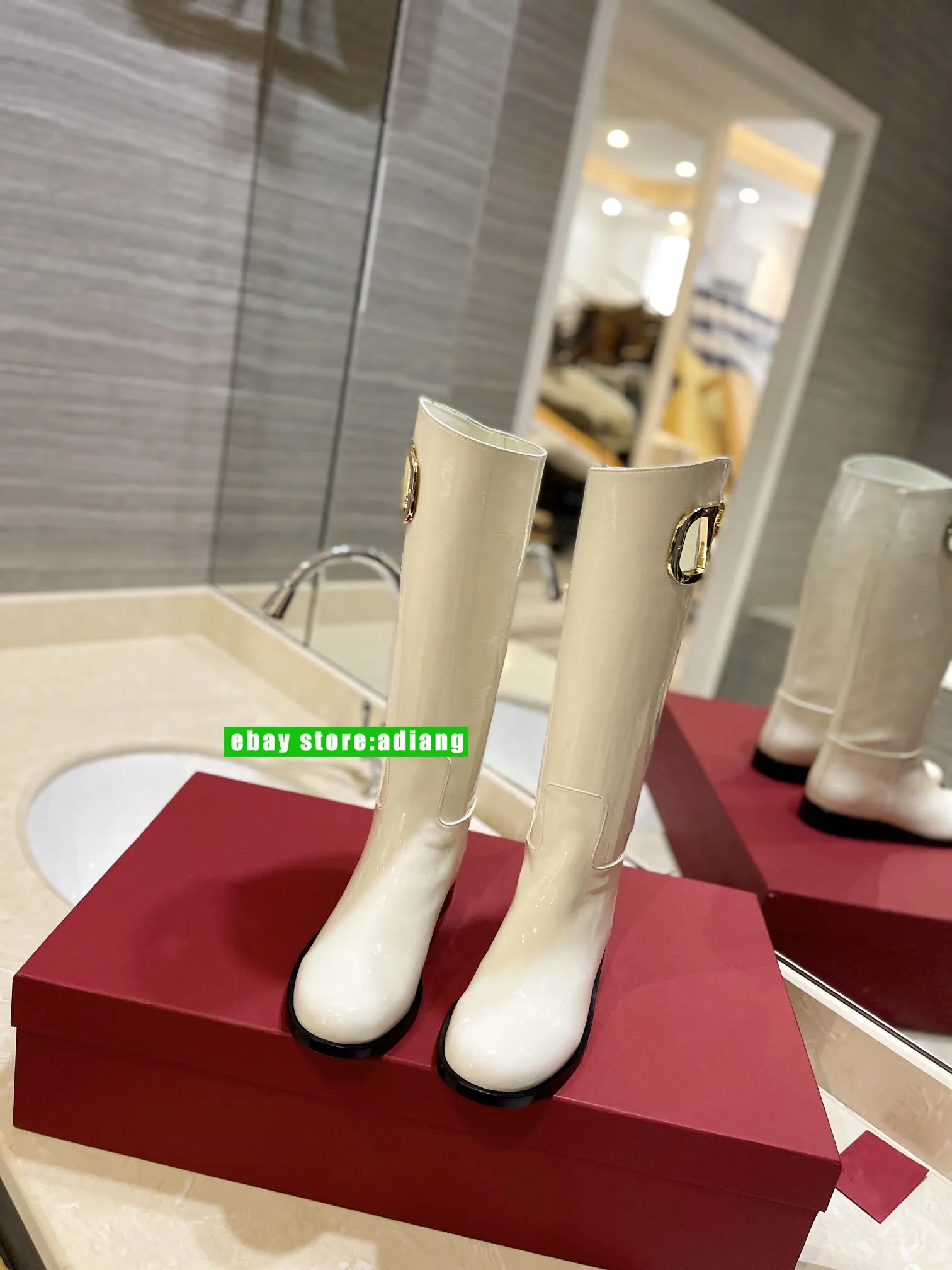 2cm flats patent leather casual high boots comfort shoes fashion women 2023 35-42 new