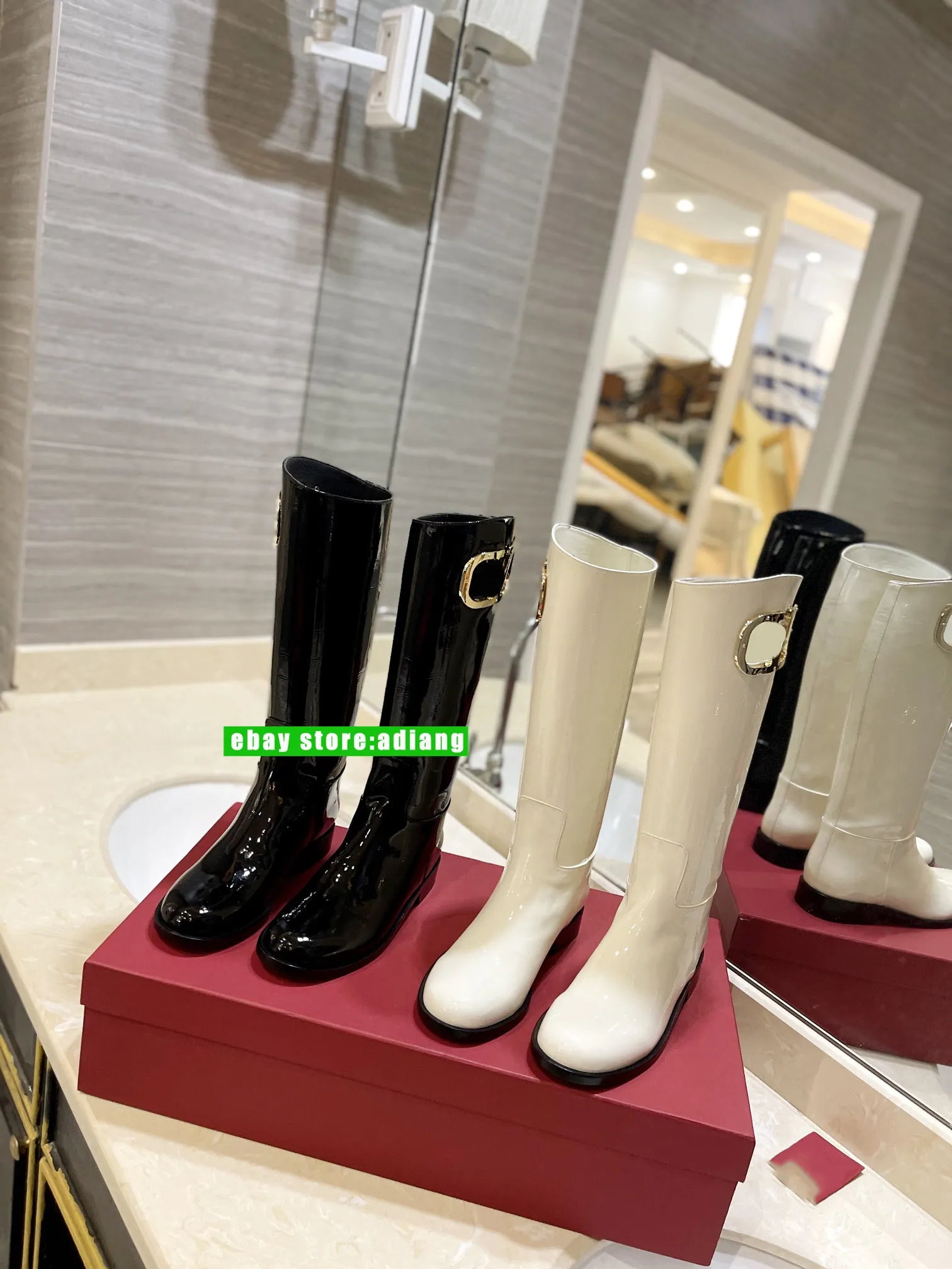 2cm flats patent leather casual high boots comfort shoes fashion women 2023 35-42 new