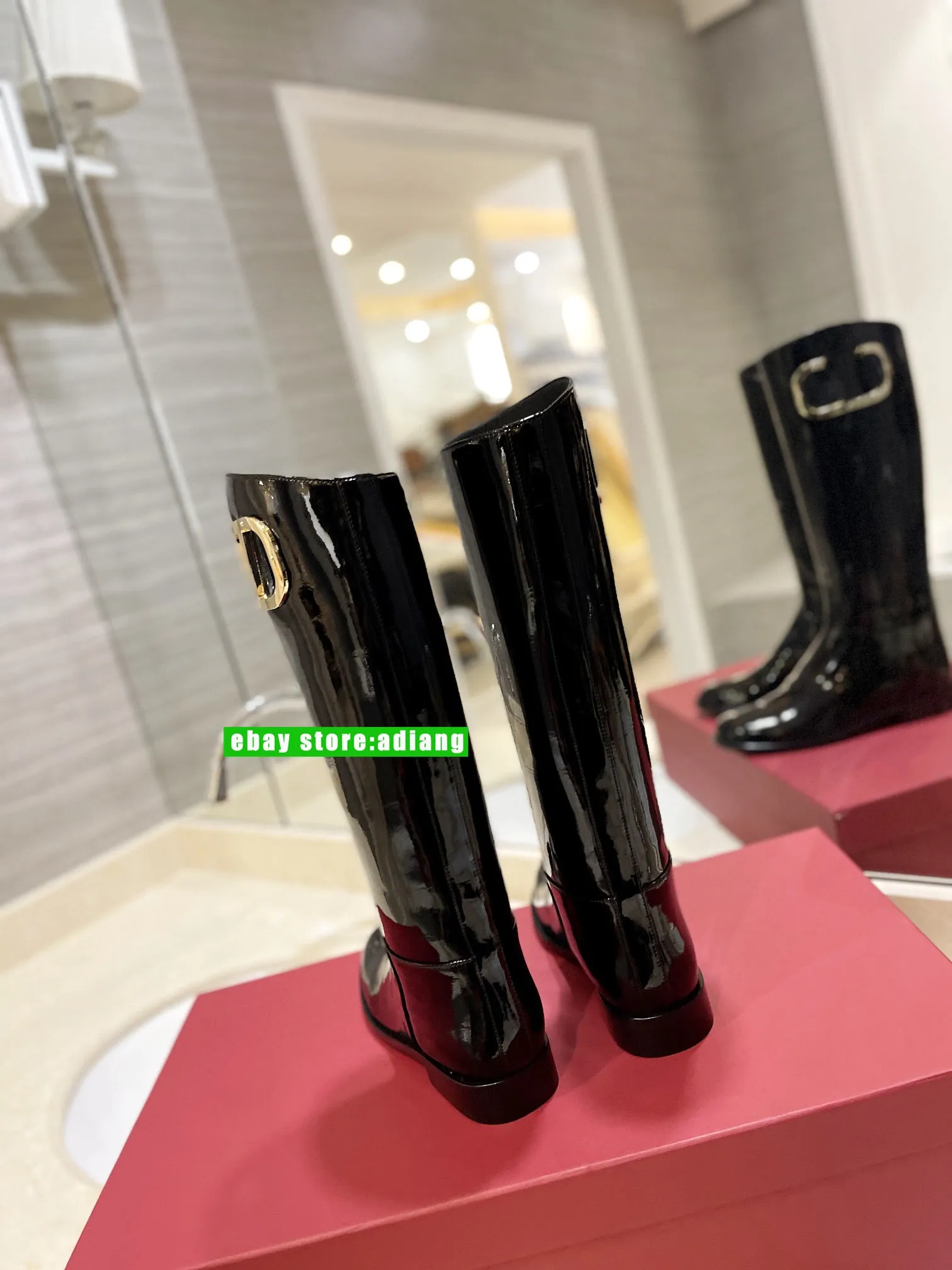 2cm flats patent leather casual high boots comfort shoes fashion women 2023 35-42 new