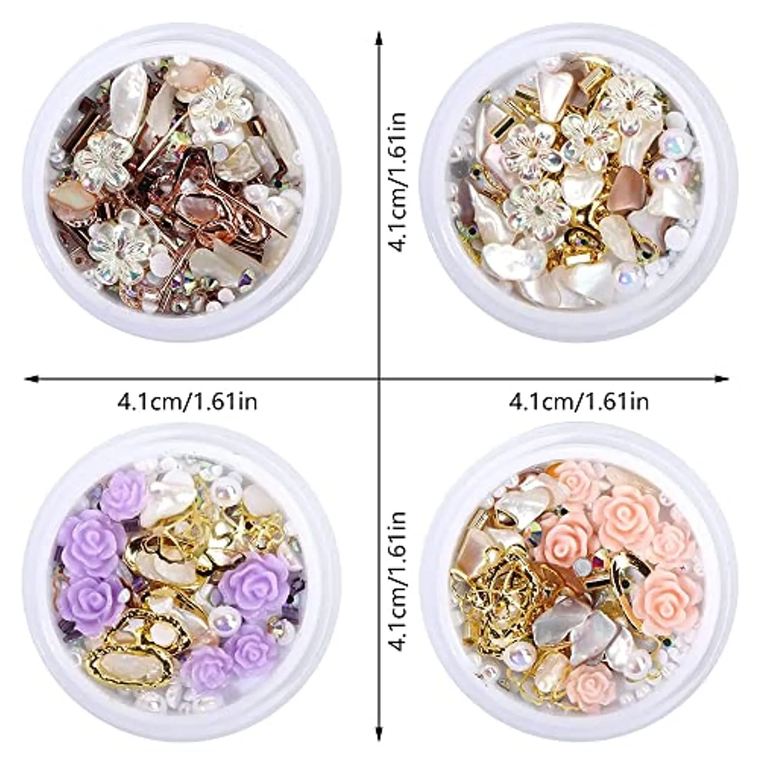 4 Boxes 3d Flowers for Nails, 3d Nail Charms for Acrylic Nails Pearl for Nail Art Decorations, Nail Accessories 3d Pearls Nail Rhinestones for Nails